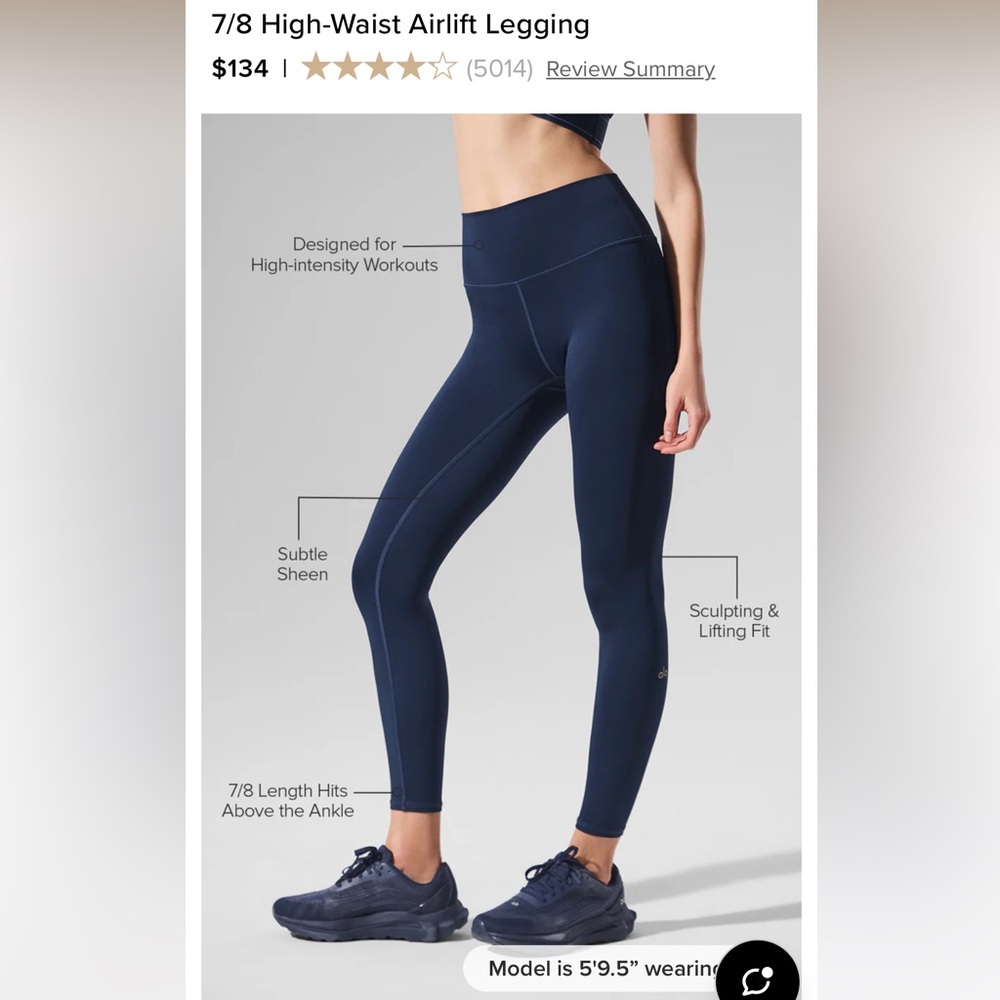 Alo 7/8 High Waist Airlift Legging in Navy